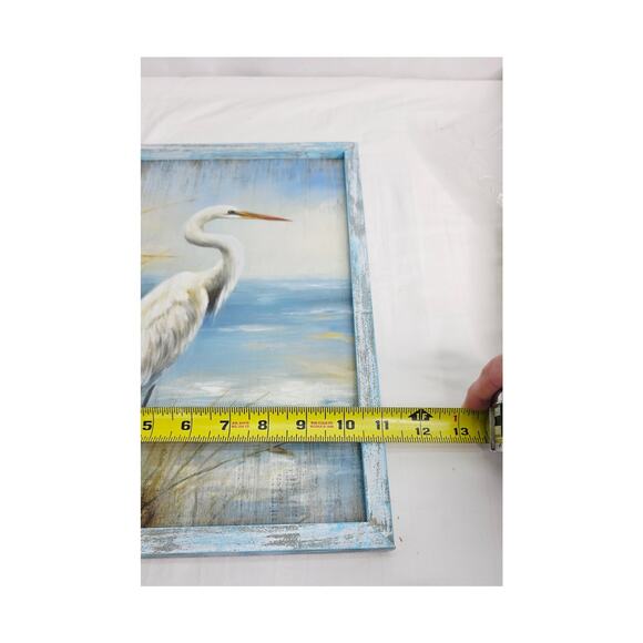 Coastal Heron Framed Wood Print 11'x16" Wall Art Beach Seascape Artwork Seashore - Picture 8 of 16